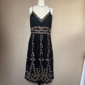 ✨✨Stunning Vintage Adrianna Papell Black Dress with Gold Beading✨✨